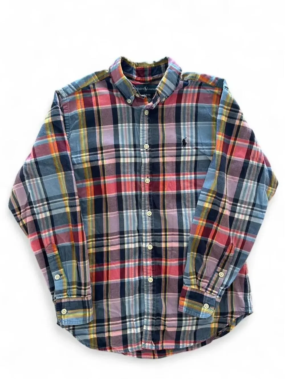 Polo Ralph Lauren Boys M 10-12 Plaid Button Down Shirt Multicolor Cotton